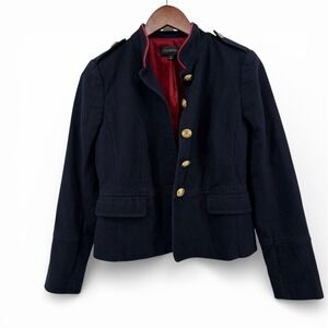 Talbots Women's Navy Military Twill Jacket Blazer Gold Buttons‎ Size 2